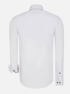 Wam Denim Ales Solid Structured White Overhemd Lange Mouw| Overhemd Lange Mouwen