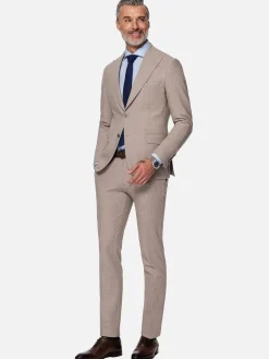Wam Denim Araya Peak Lapel Single Breast Beige Suit Blazer| Colberts