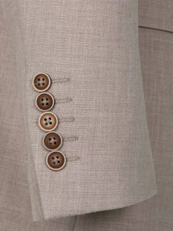 Wam Denim Araya Peak Lapel Single Breast Beige Suit Blazer| Colberts