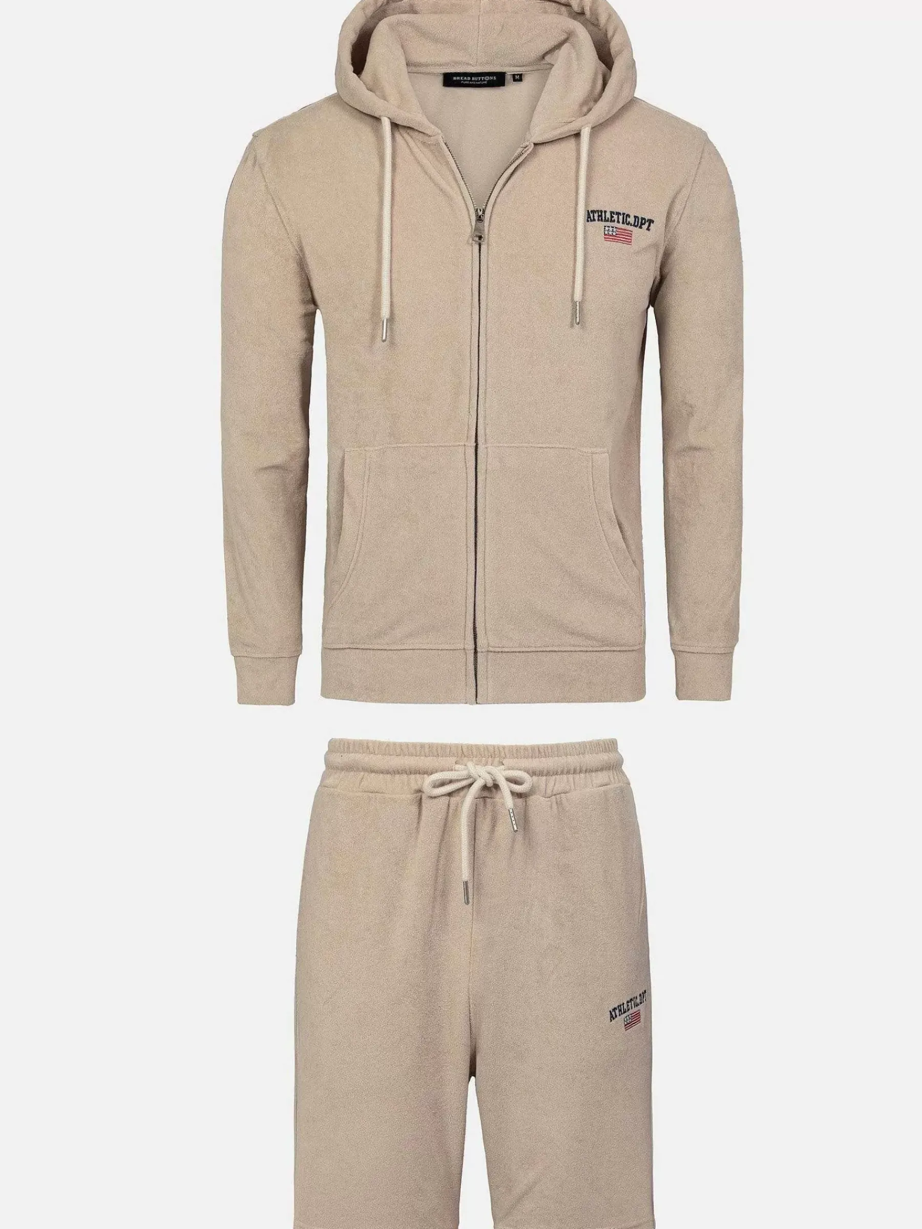 Wam Denim Avery Full Zipped Beige Hoodie Shorts Set| Sweaters