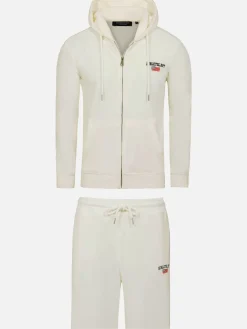 Wam Denim Avery Full Zipped White Hoodie Shorts Set| Sweaters