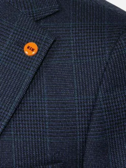Wam Denim Branco Micro Patterned Navy Blazer| Colberts