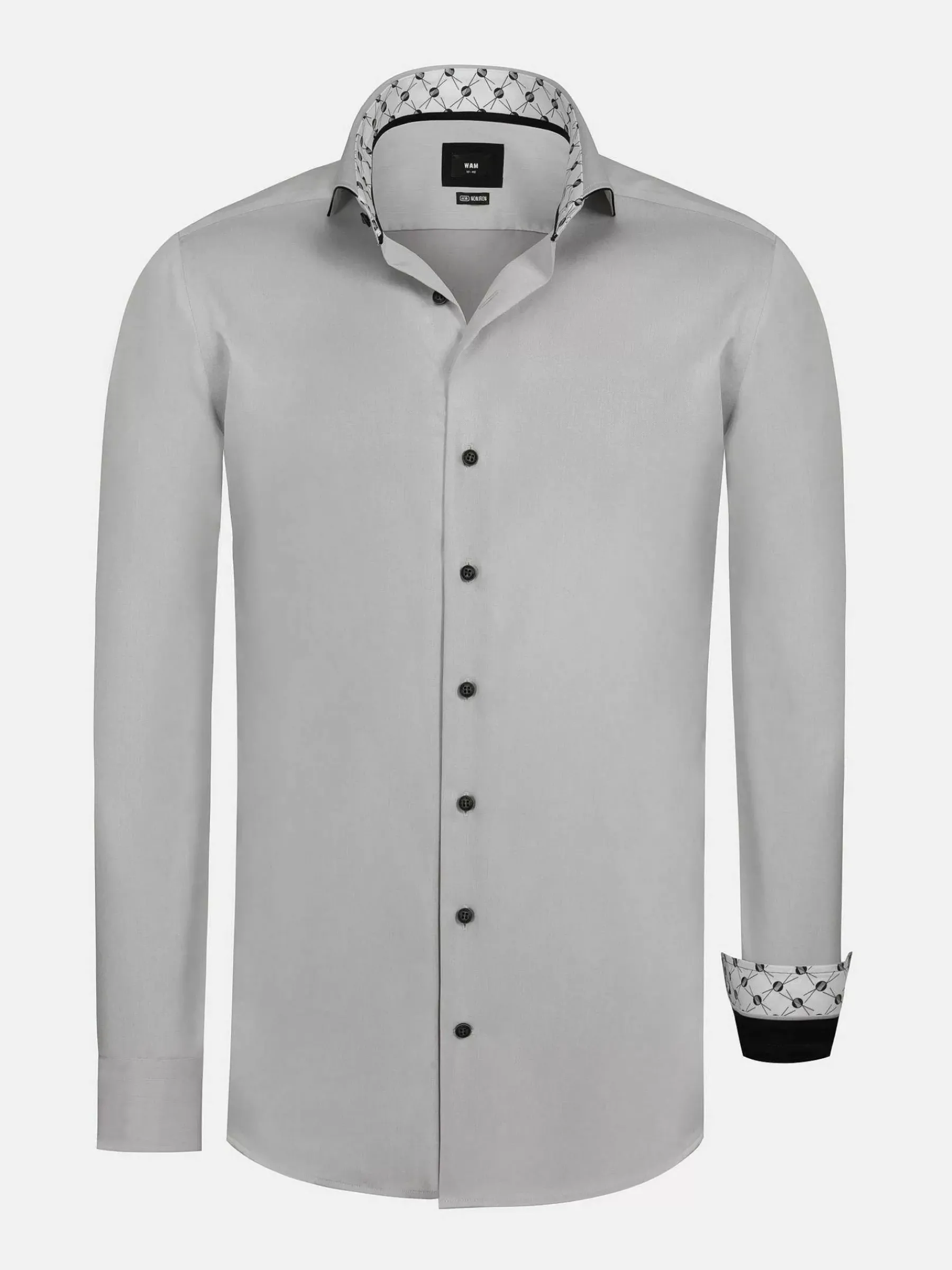 Wam Denim Caesar Light Grey Shirt Caesar Light Grey Overhemd| Overhemd Lange Mouwen