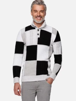 Wam Denim Cambridge Pattern Black White Truien| Truien