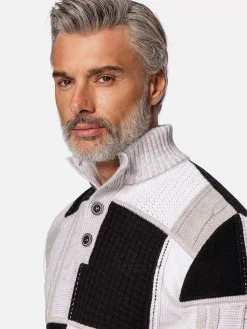 Wam Denim Cambridge Pattern Black White Truien| Truien