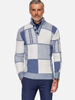 Wam Denim Cambridge Pattern Blue White Truien| Truien