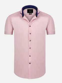 Wam Denim Cassiues Tailored Fit Pink Overhemd| Overhemd Korte Mouwen