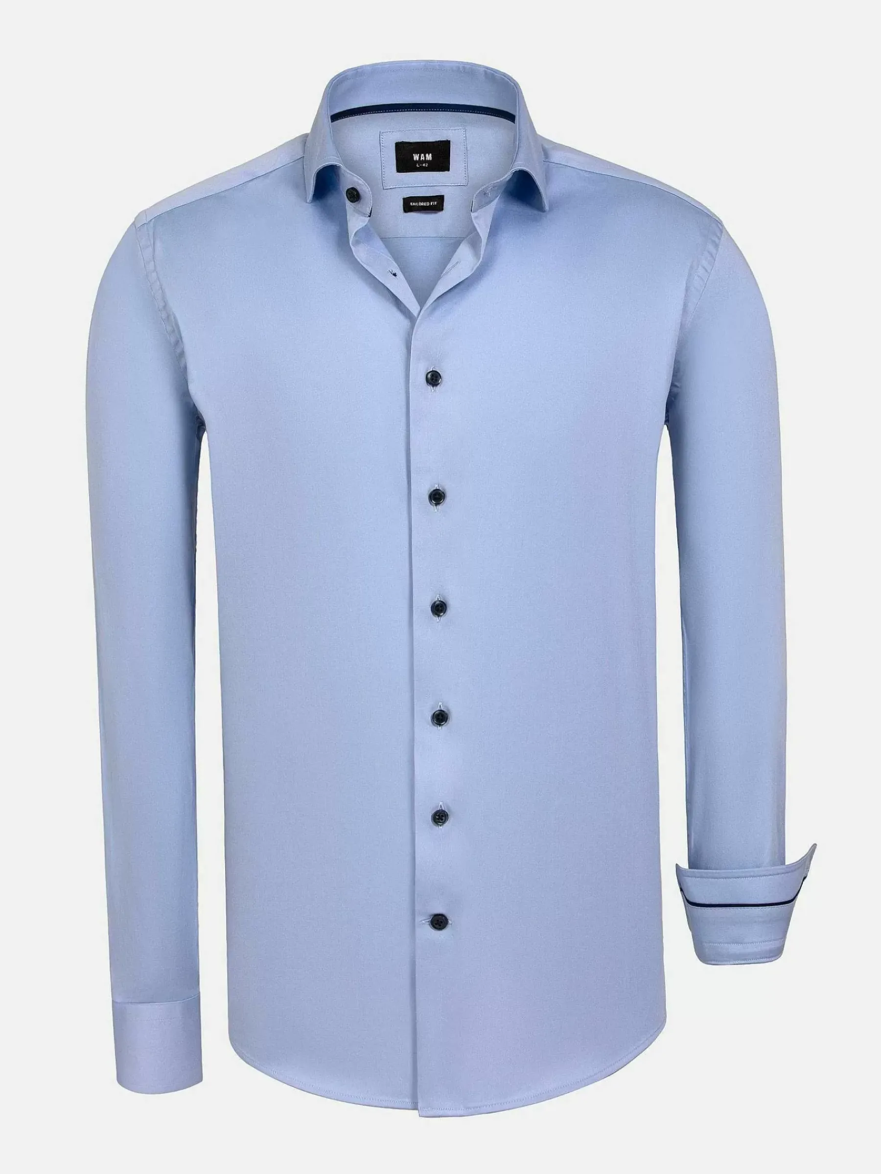 Wam Denim Catalina Blue Solid Overhemd Lange Mouw| Overhemd Lange Mouwen