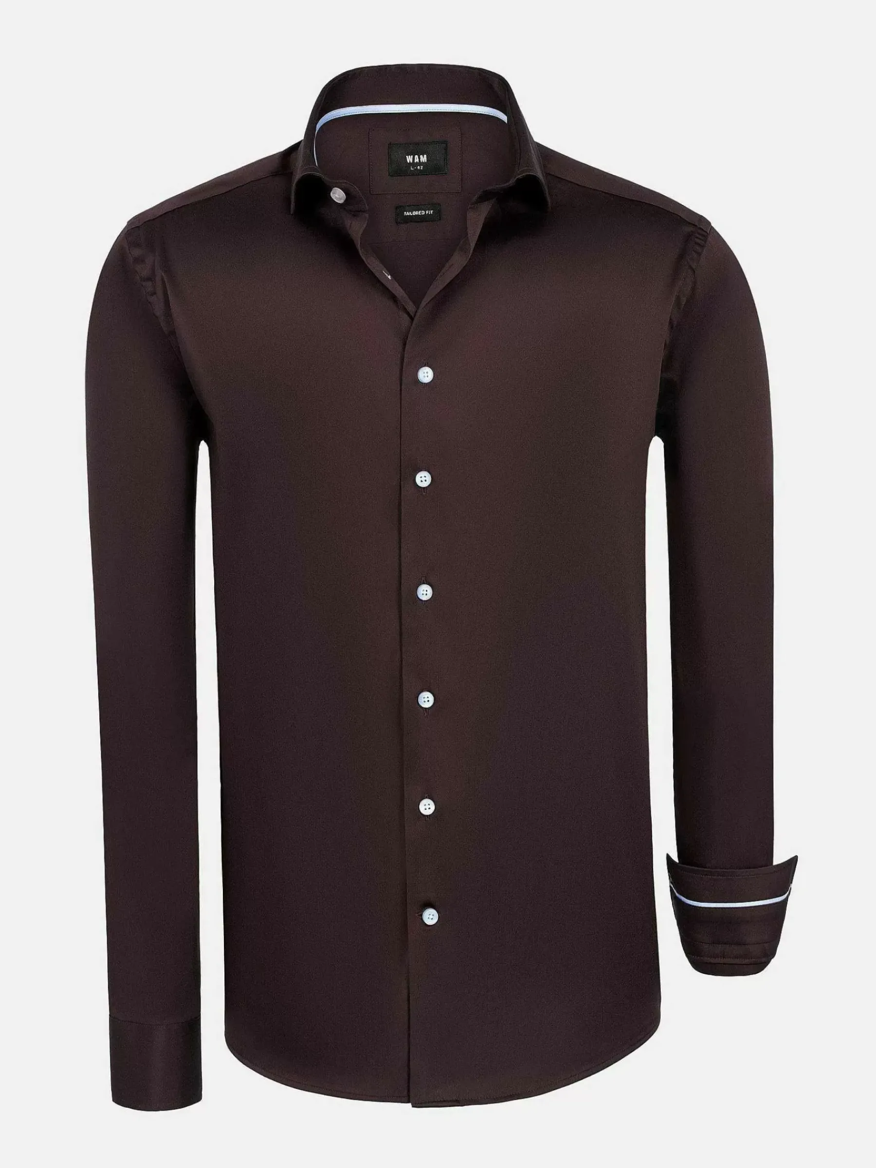 Wam Denim Catalina Brown Solid Overhemd Lange Mouw| Overhemd Lange Mouwen