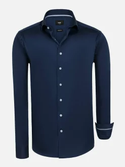 Wam Denim Catalina Navy Solid Overhemd Lange Mouw| Overhemd Lange Mouwen