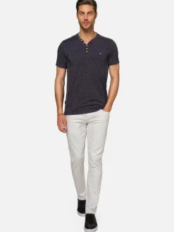 Wam Denim Dirkous V-Neck Button Down Navy T-Shirt| T-Shirts