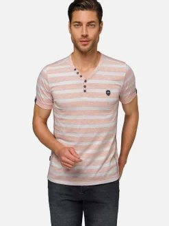 Wam Denim Doenga Striped V-Neck Pink T-Shirt| T-Shirts