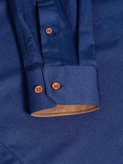 Wam Denim Flers Double Collar Navy Overhemd Lange Mouw| Overhemd Lange Mouwen