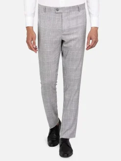 Wam Denim Ground Checkered Slim Fit Grey Pantalon| Pantalons