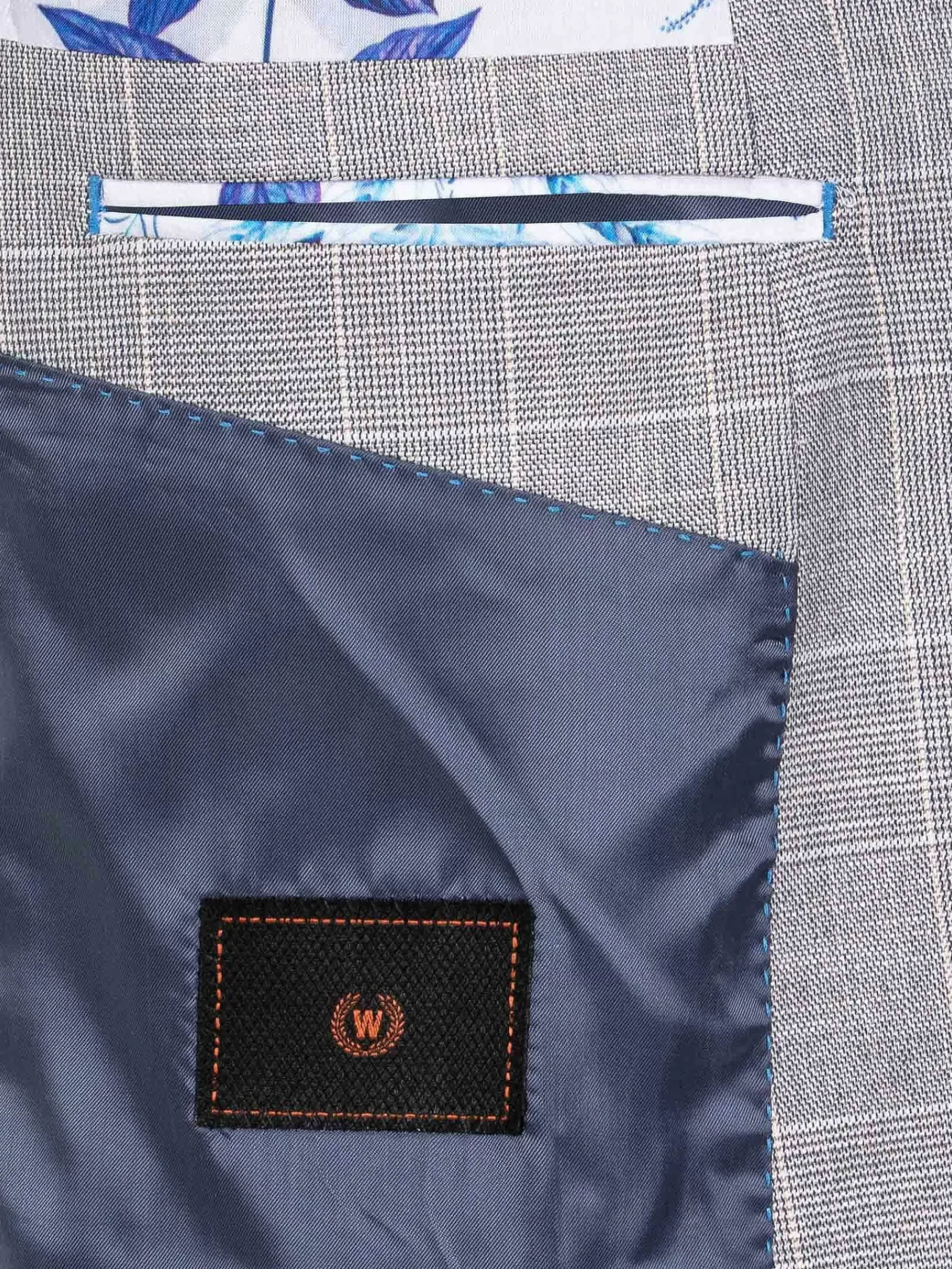Wam Denim Ground Checkered Slim Fit Grey Colbert| Colberts