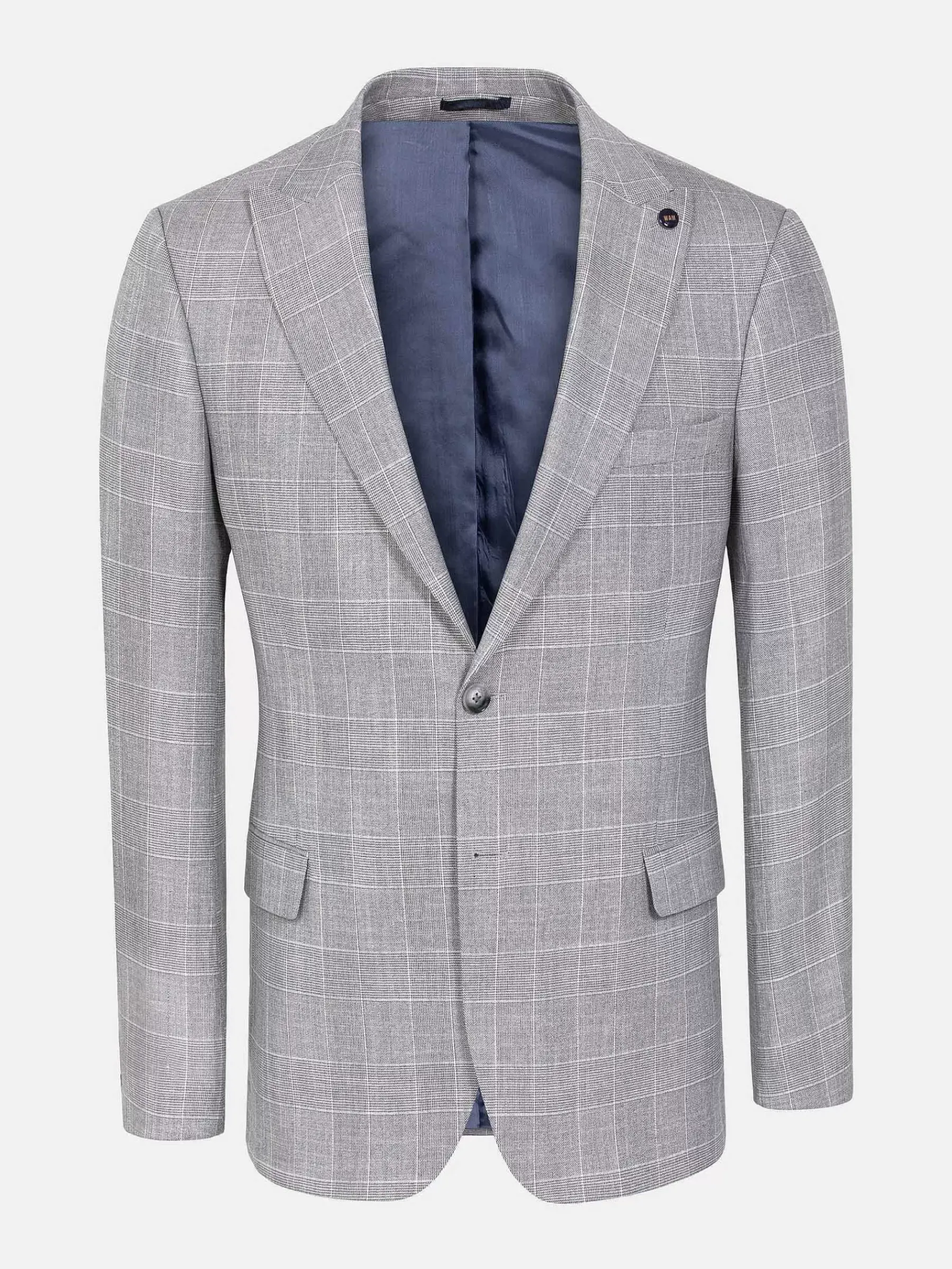 Wam Denim Ground Checkered Slim Fit Grey Colbert| Colberts