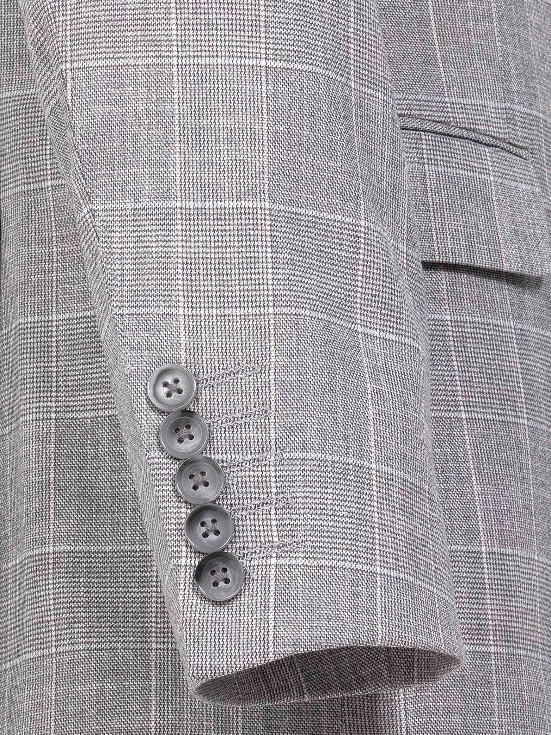 Wam Denim Ground Checkered Slim Fit Grey Colbert| Colberts