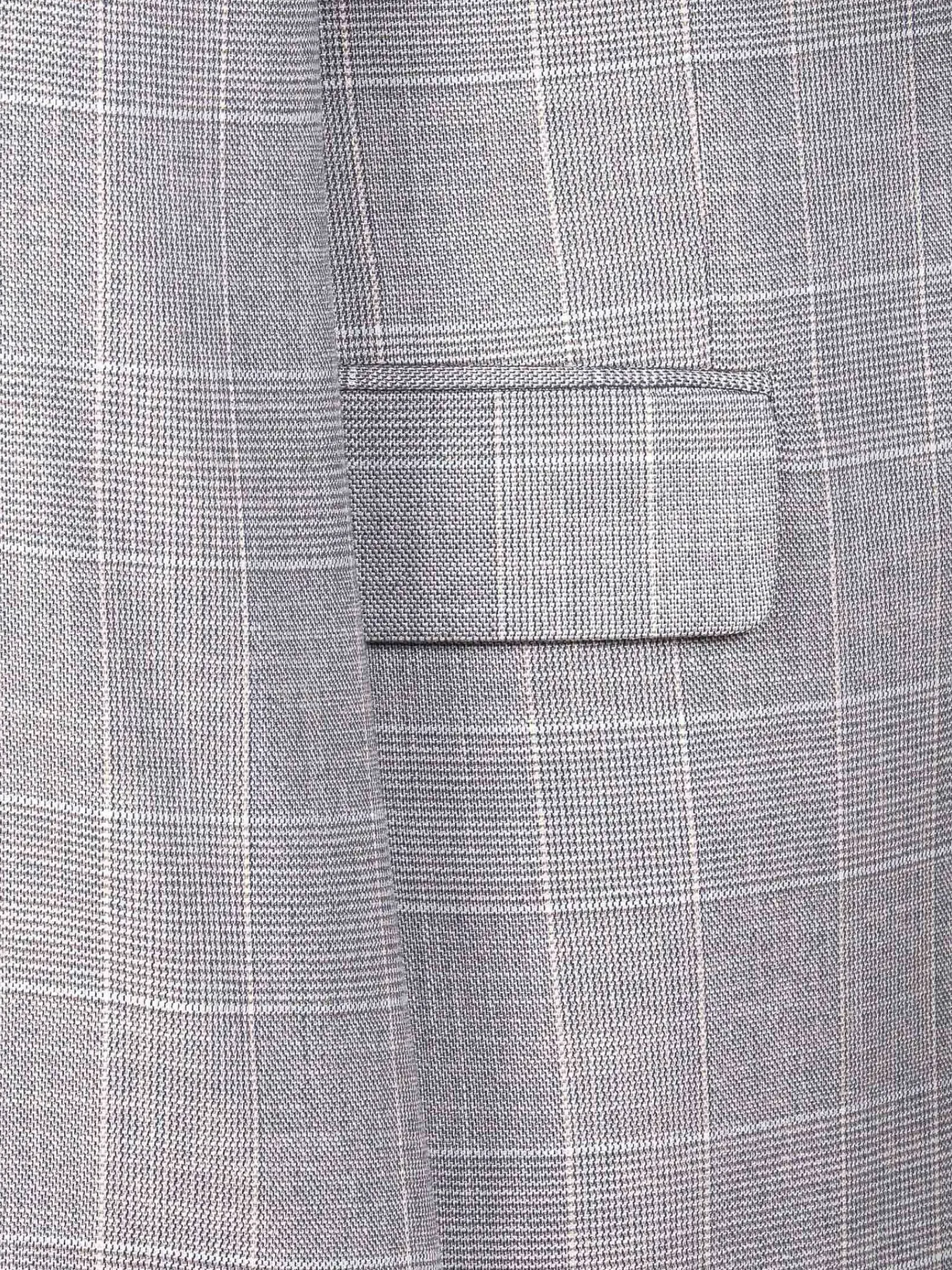 Wam Denim Ground Checkered Slim Fit Grey Colbert| Colberts