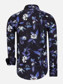 Wam Denim Havana Navy Floral Print Overhemd Lange Mouw| Overhemd Lange Mouwen