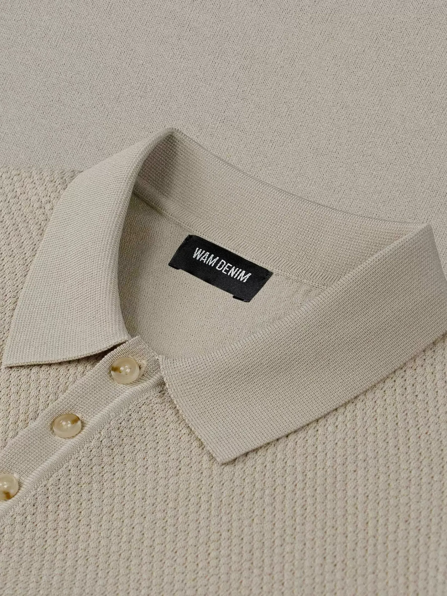 Wam Denim Henry Pique Knit Light Beige Polo| Polo'S