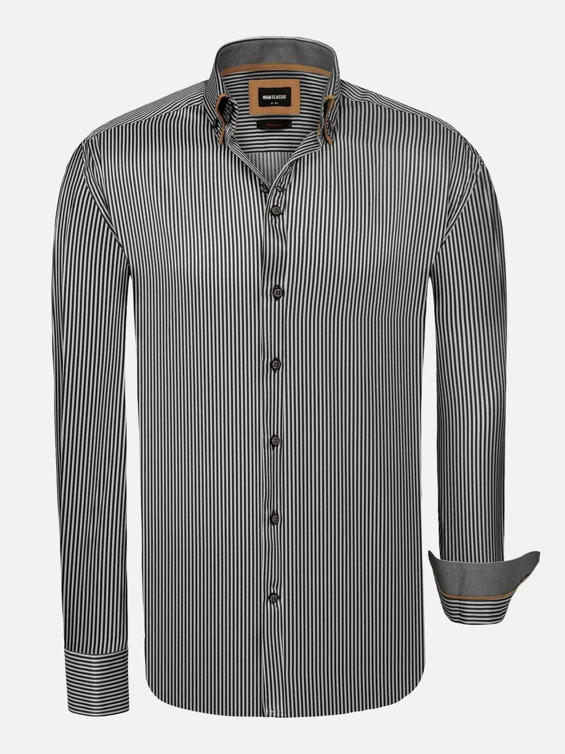 Wam Denim Kevin Regular Fit Black Overhemd| Overhemd Lange Mouwen