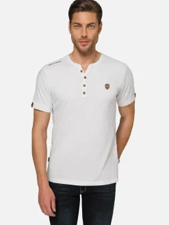 Wam Denim Korfual Casual V-Neck Button T-Shirt White| T-Shirts