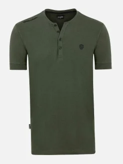Wam Denim Korfual Casual V-Neck Button T-Shirt Khaki| T-Shirts