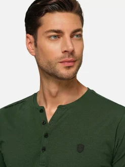 Wam Denim Korfual Casual V-Neck Button T-Shirt Khaki| T-Shirts