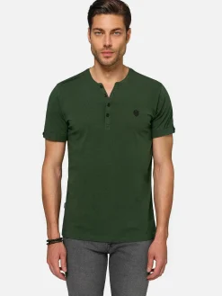Wam Denim Korfual Casual V-Neck Button T-Shirt Khaki| T-Shirts