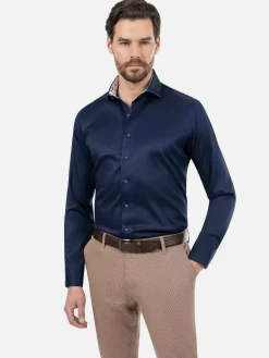 Wam Denim Lance Solid Navy Overhemd Lange Mouw| Overhemd Lange Mouwen