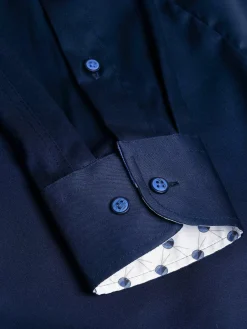 Wam Denim Lance Solid Navy Overhemd Lange Mouw| Overhemd Lange Mouwen