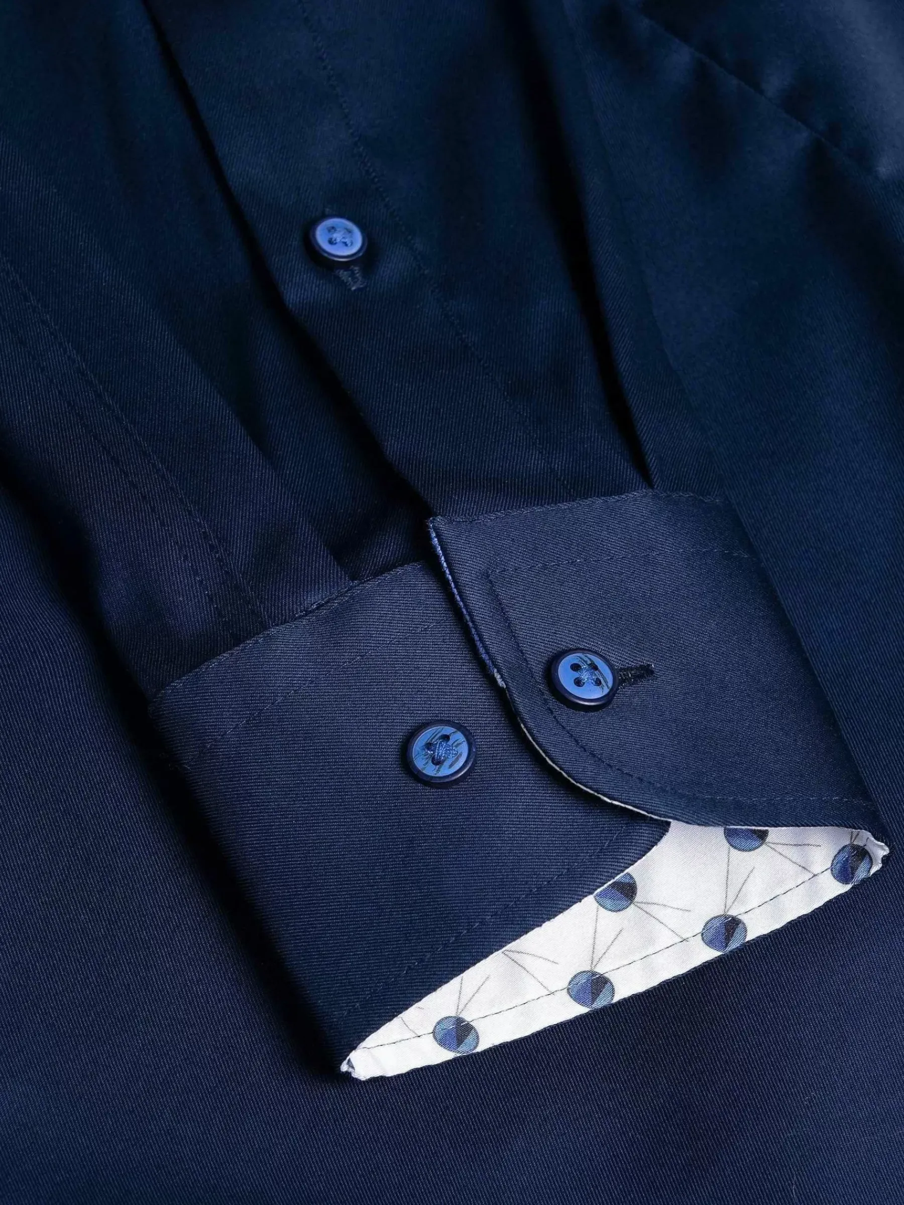 Wam Denim Lance Solid Navy Overhemd Lange Mouw| Overhemd Lange Mouwen