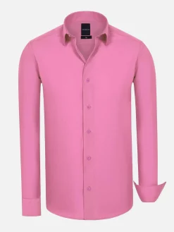 Wam Denim Leira Solid Dark Pink Overhemd Lange Mouw| Overhemd Lange Mouwen