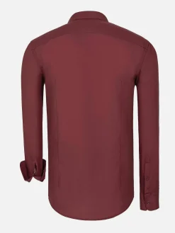 Wam Denim Leira Solid Dark Red Overhemd Lange Mouw| Overhemd Lange Mouwen
