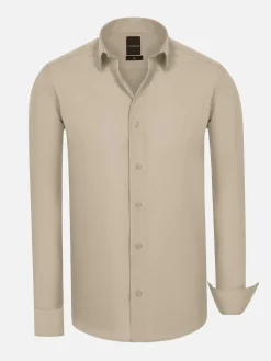 Wam Denim Leira Solid Light Beige Overhemd Lange Mouw| Overhemd Lange Mouwen