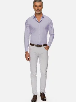 Wam Denim Leira Solid Lilac Overhemd Lange Mouw| Overhemd Lange Mouwen