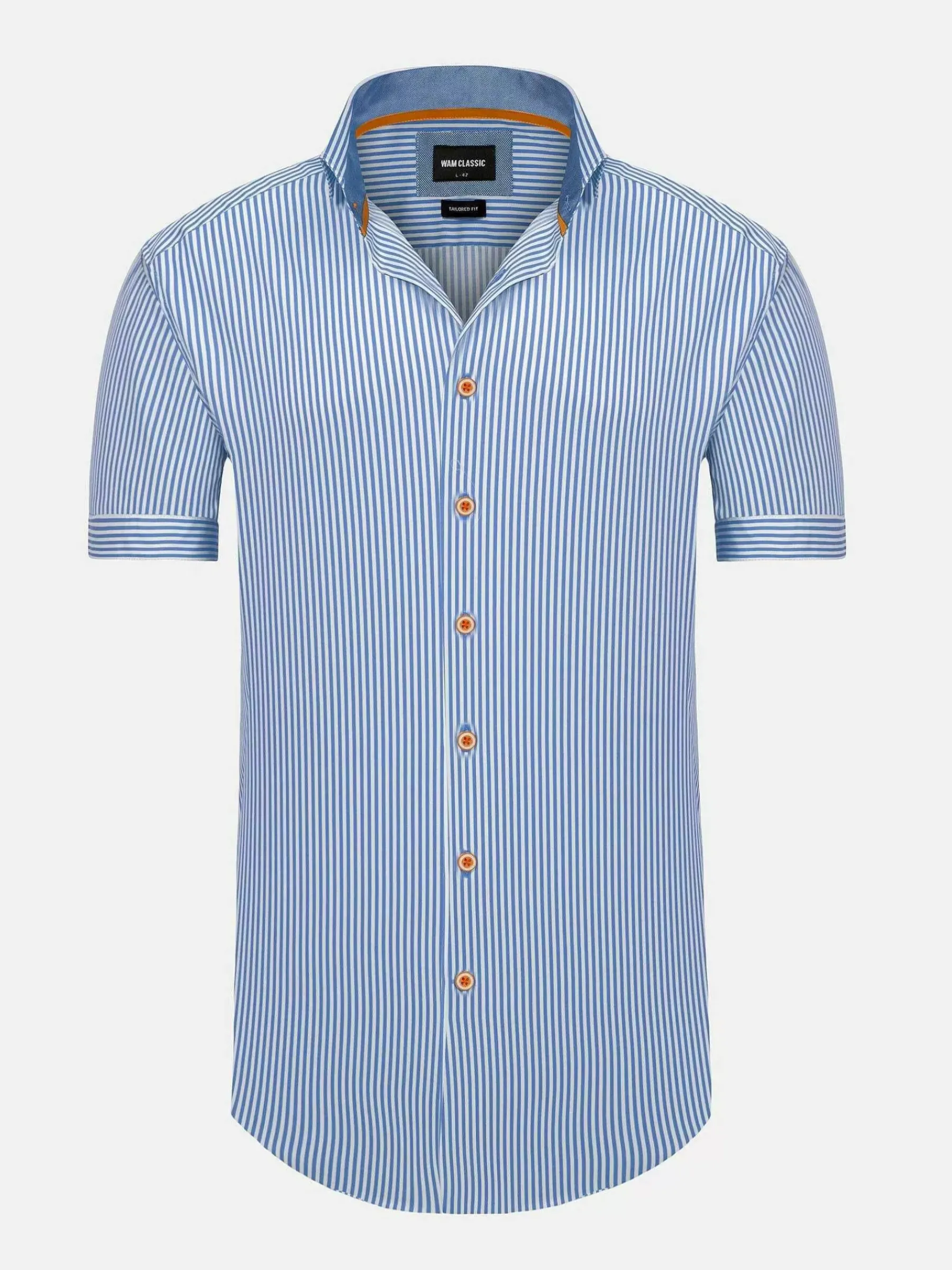 Wam Denim Levi Tailored Fit Blue Overhemd Korte Mouw| Overhemd Korte Mouwen