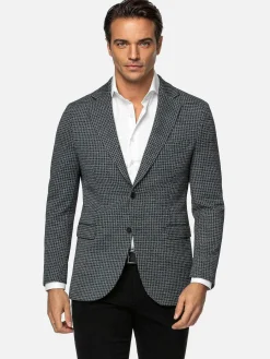 Wam Denim Minevra Checked Slim Fit Black Grey Colbert| Colberts