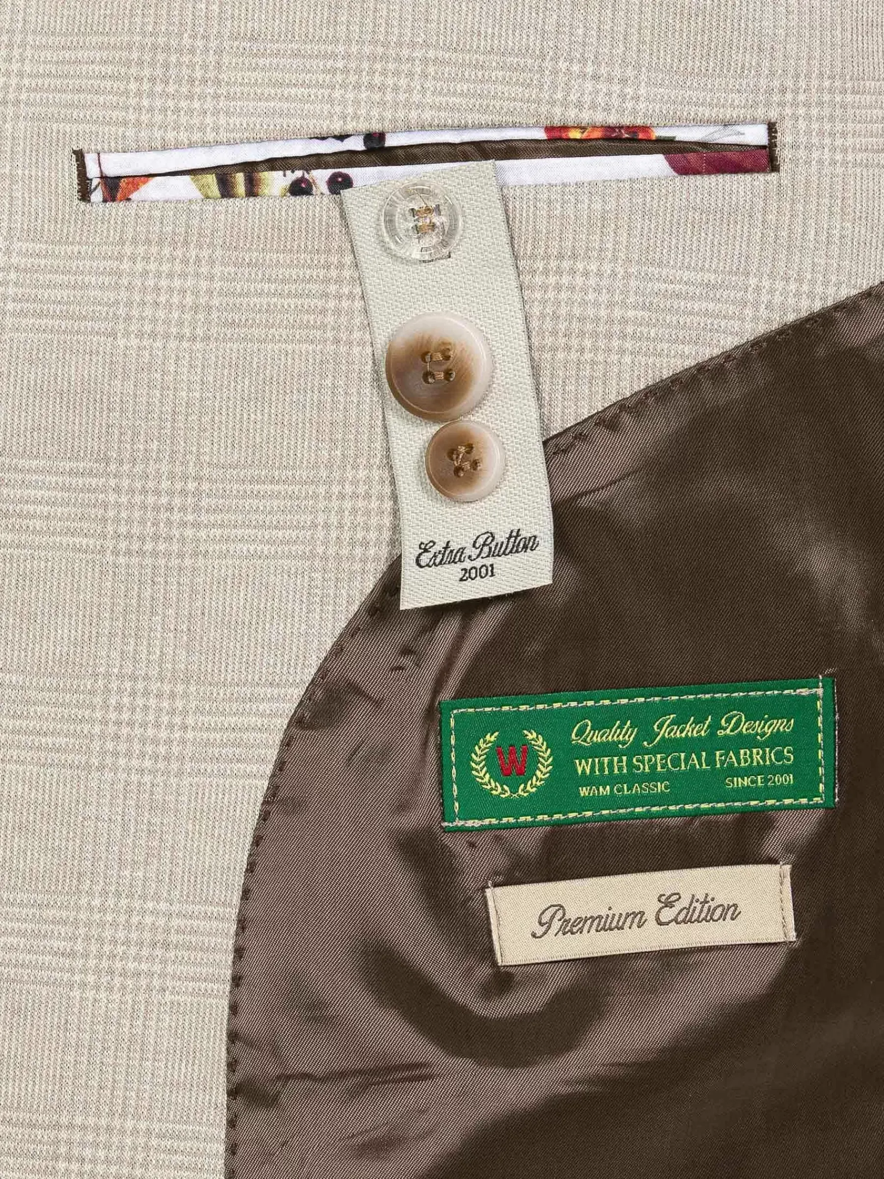 Wam Denim Mustaine Glen Plaid Pattern Beige Colbert| Colberts