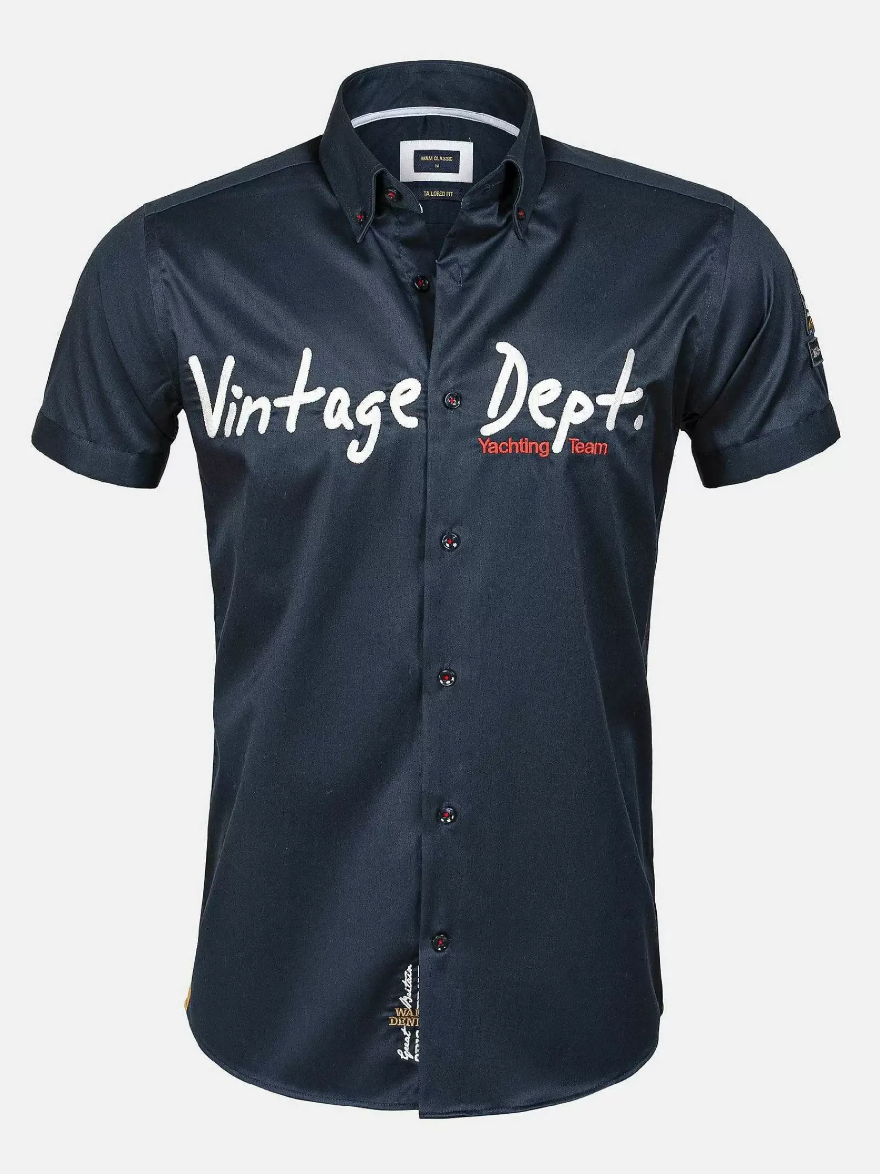 Wam Denim Overhemd Korte Mouw Emble Navy| Overhemd Korte Mouwen