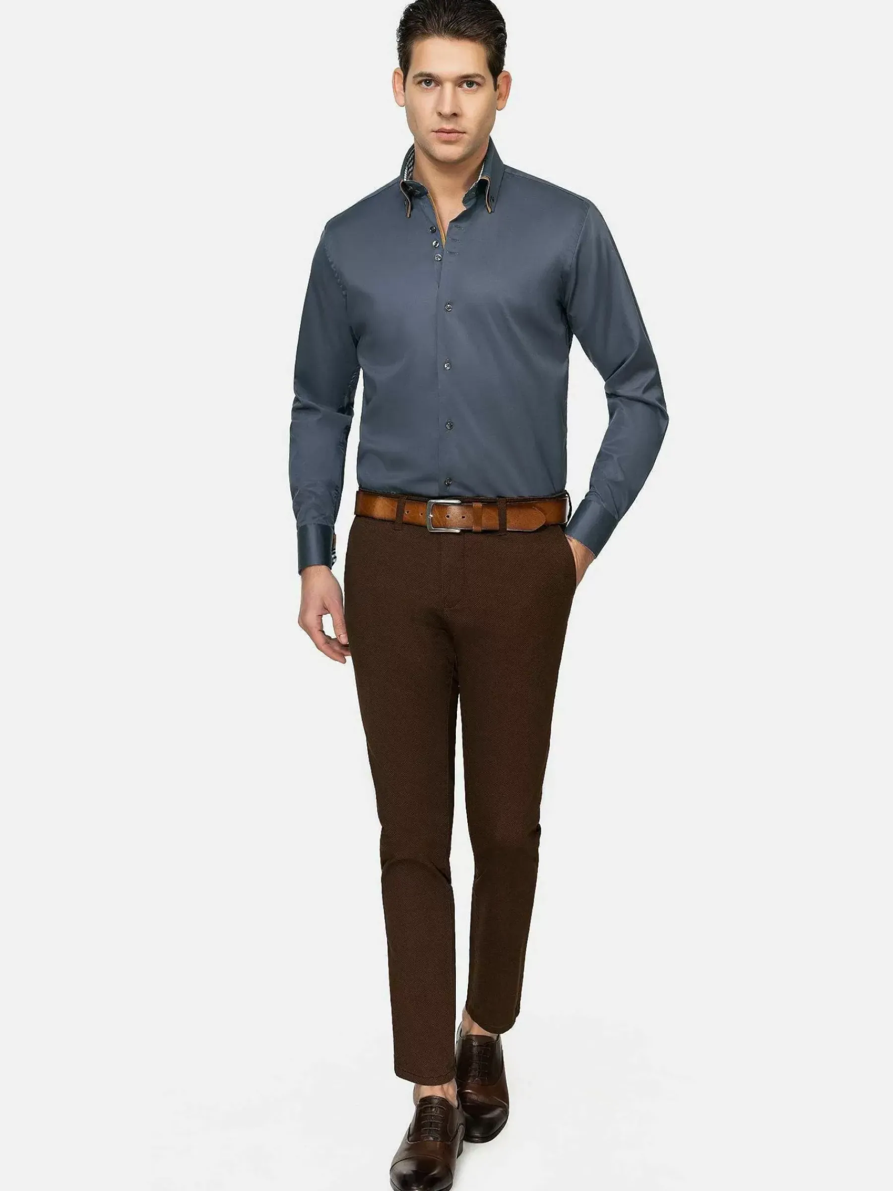 Wam Denim Overhemd Lange Mouw Roma Anthracite| Overhemd Lange Mouwen