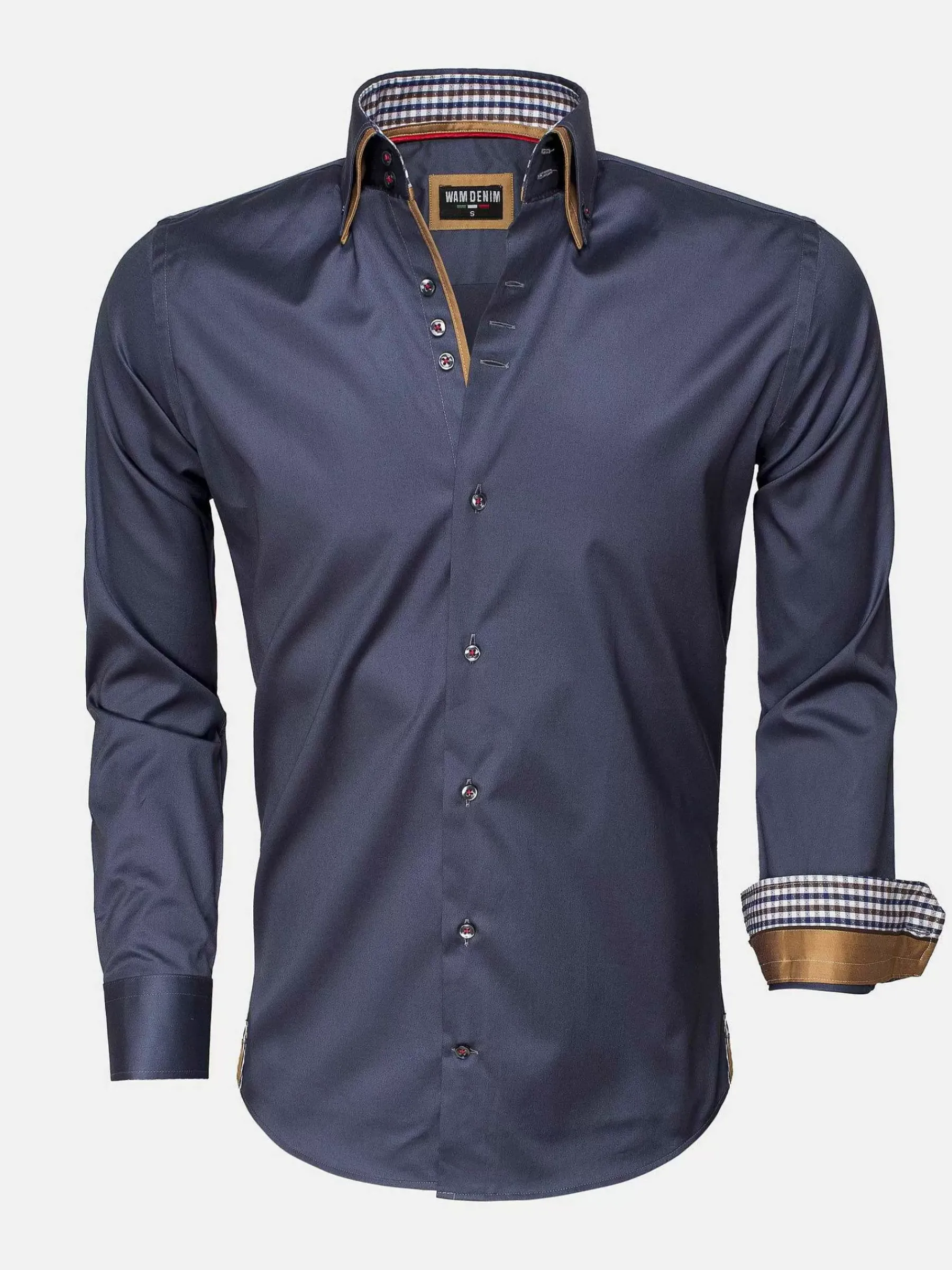 Wam Denim Overhemd Lange Mouw Roma Anthracite| Overhemd Lange Mouwen