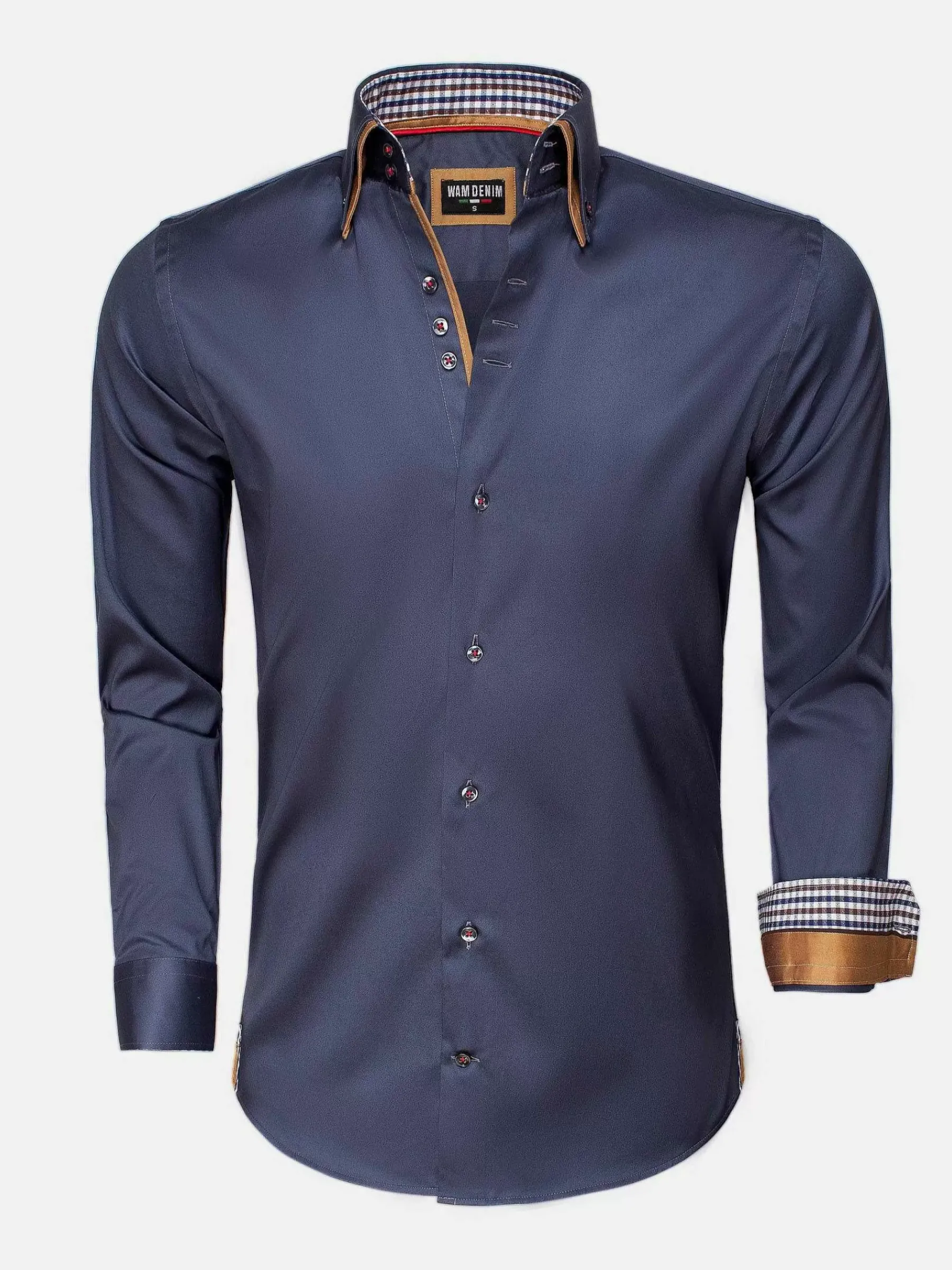 Wam Denim Overhemd Lange Mouw Roma Anthracite| Overhemd Lange Mouwen