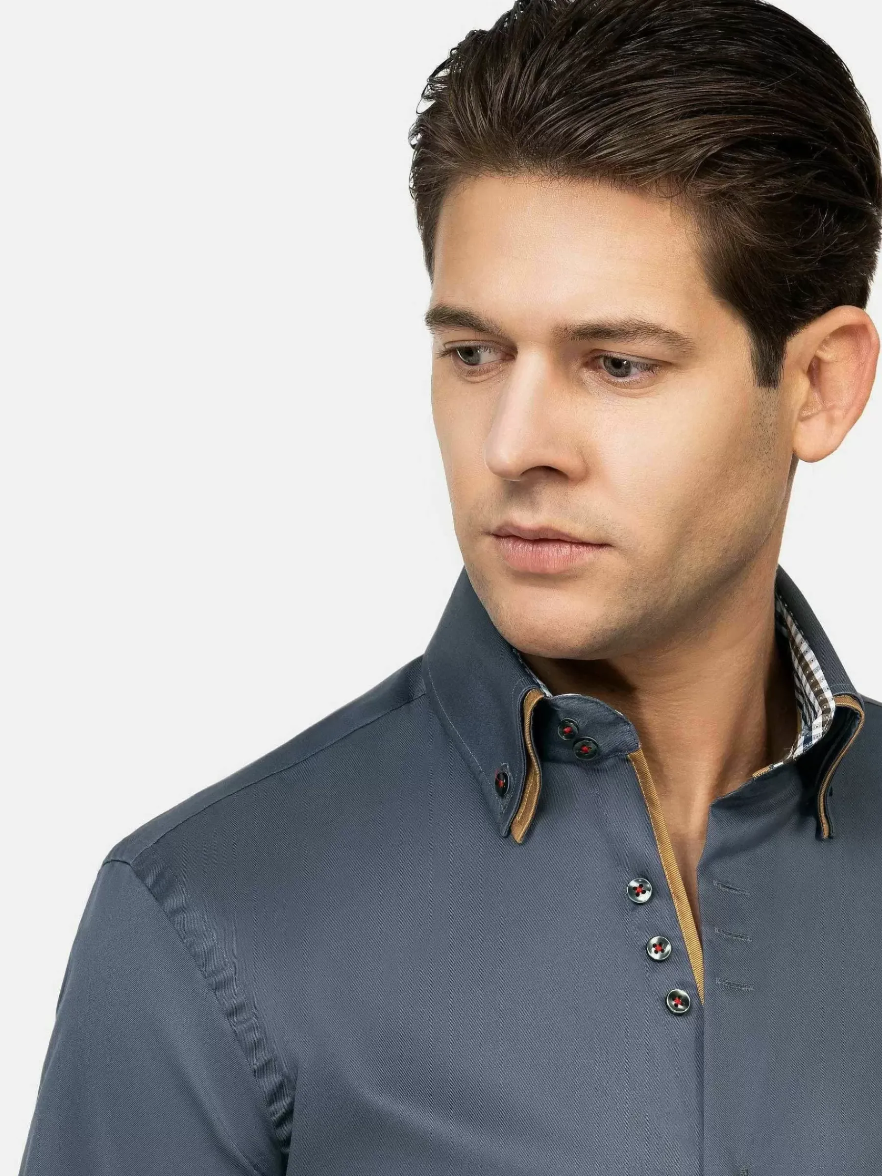 Wam Denim Overhemd Lange Mouw Roma Anthracite| Overhemd Lange Mouwen