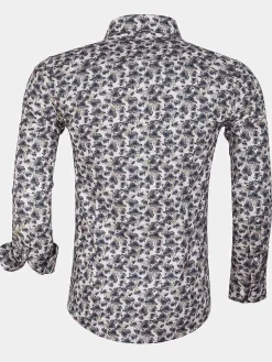Wam Denim Overhemd Lange Mouw White Dark Grey| Overhemd Lange Mouwen