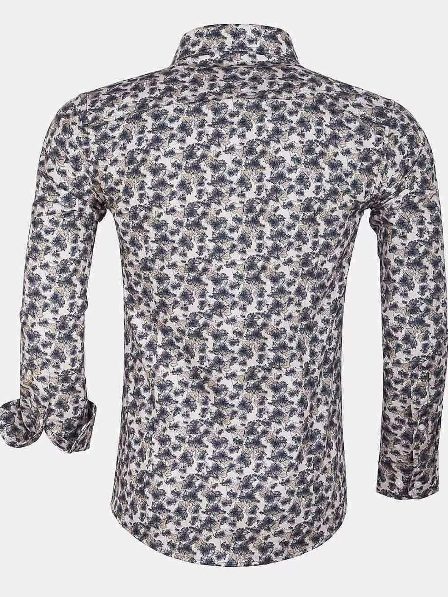 Wam Denim Overhemd Lange Mouw White Dark Grey| Overhemd Lange Mouwen