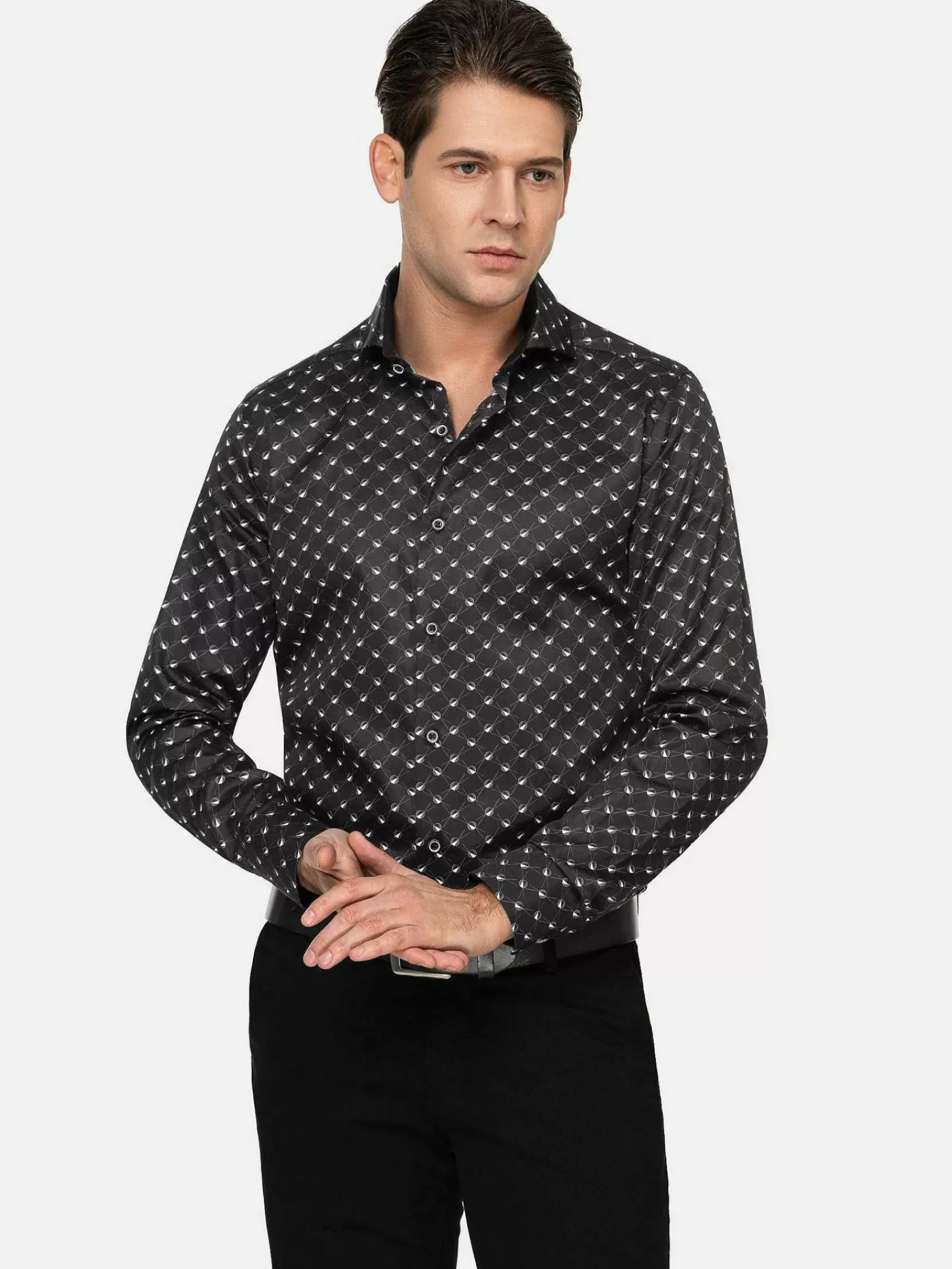 Wam Denim Overhemd Lnage Mouw 75676 Kurt Black| Overhemd Lange Mouwen
