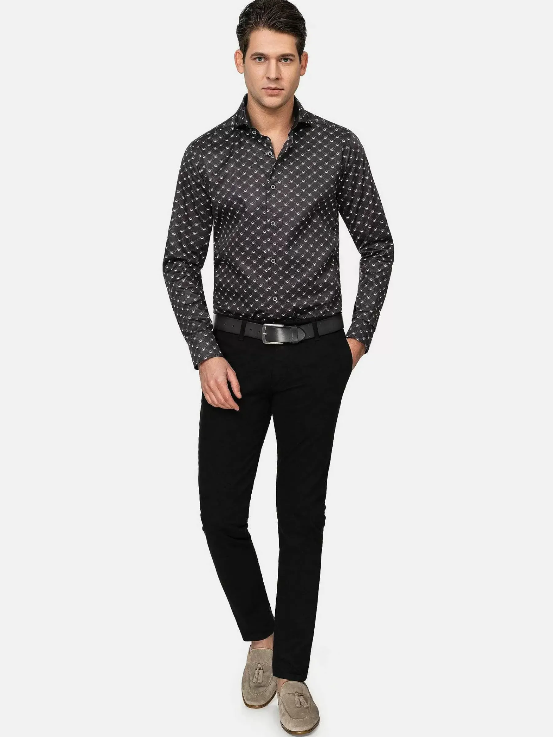 Wam Denim Overhemd Lnage Mouw 75676 Kurt Black| Overhemd Lange Mouwen