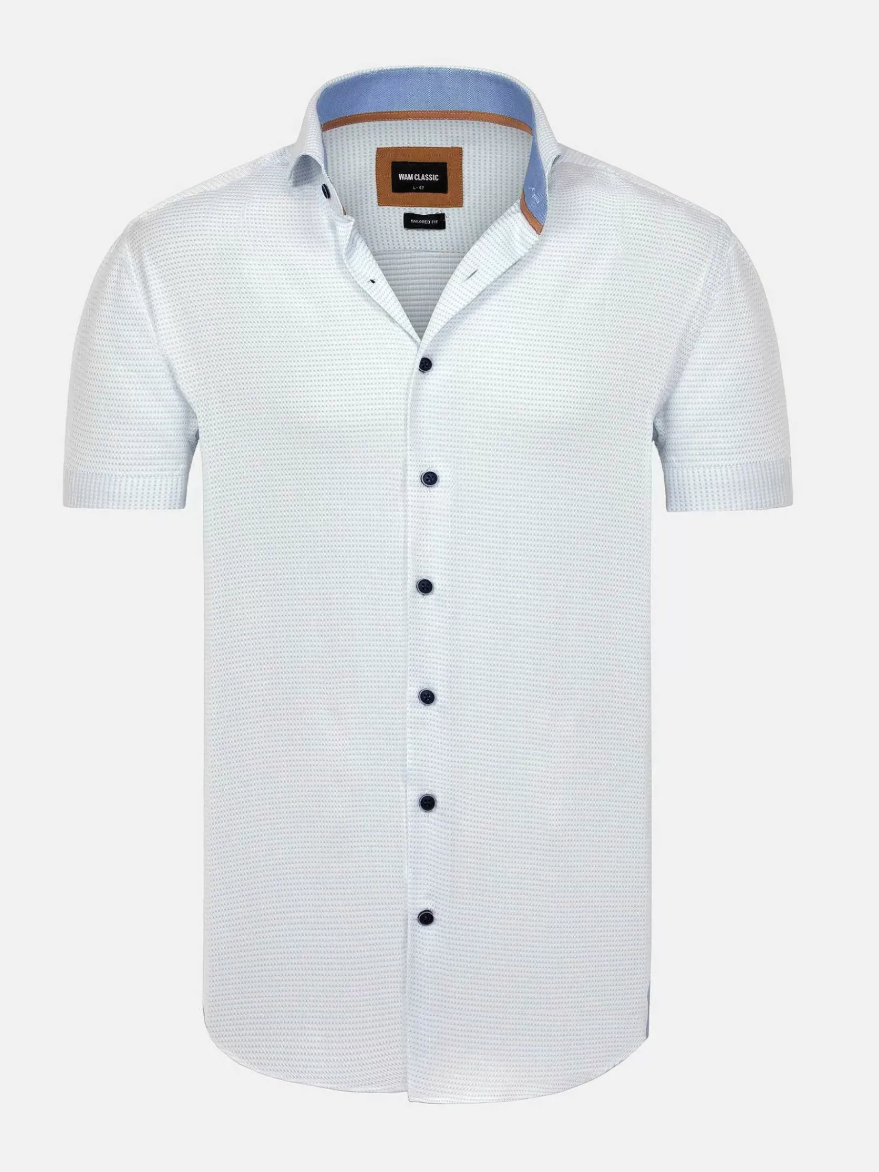 Wam Denim Owen Tailored Fit White Overhemd Korte Mouw| Overhemd Korte Mouwen