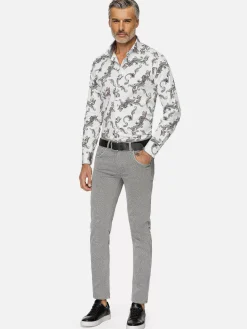 Wam Denim Paisley White Floral Print Overhemd Lange Mouw| Overhemd Lange Mouwen